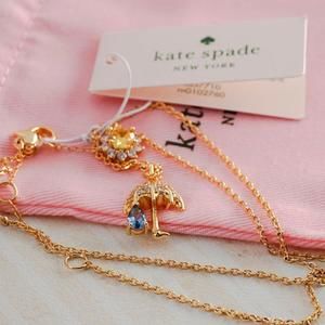 NWT Kate Spade Rain or Shine Pavé Umbrella Pendant Necklace